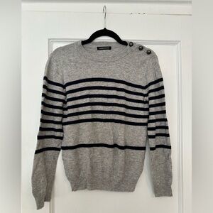 Like New Gray and Navy Striped Sweater, Monoprix, Size M